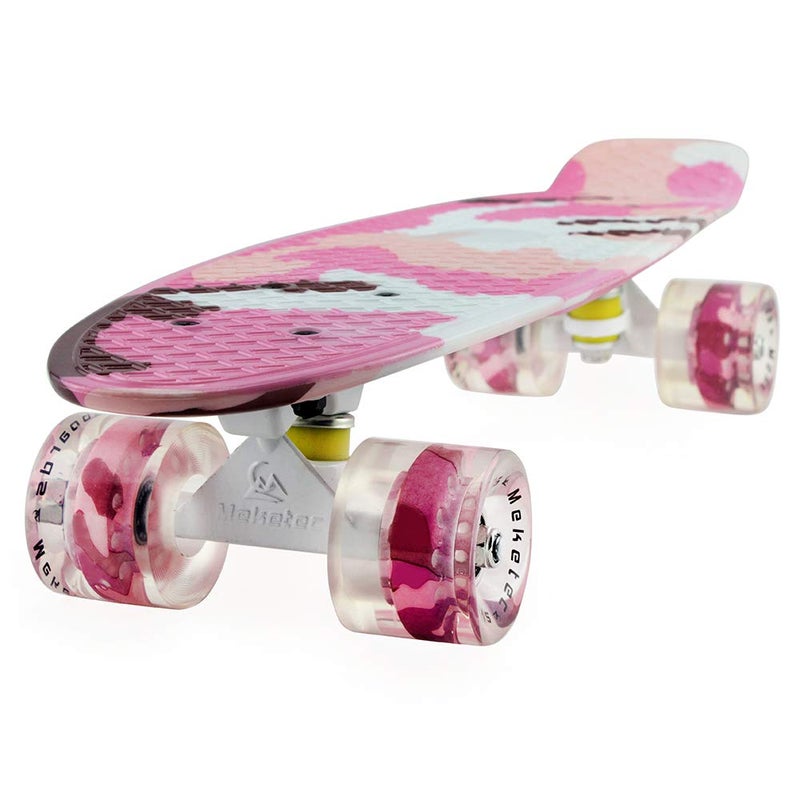 Meketec Skateboards Mini Cruiser 22 inch Retro Boy Kids First Skateboard for Youthes Beginners Children Teenageres Girl Youth Adults Patinetas Boys 7 to 10 (Pink Camouflage) - Image 1